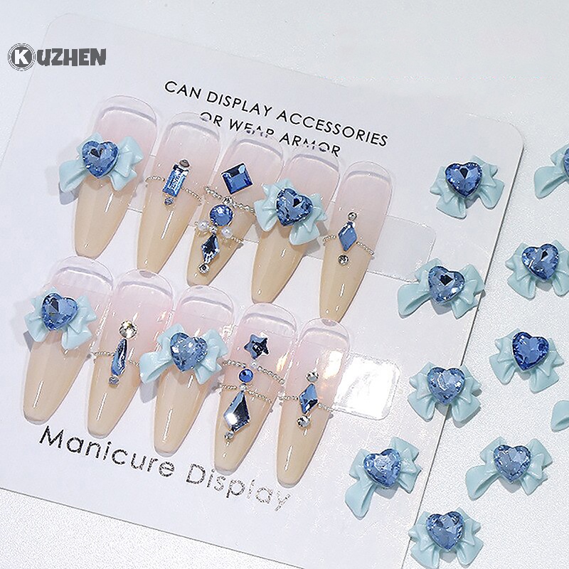 Kuzhen Set 10 Phụ Kiện Ruy Băng Nơ Đính Đá 3d Trang Trí Móng Tay Nghệ Thuật Làm Quà Tặng hot
