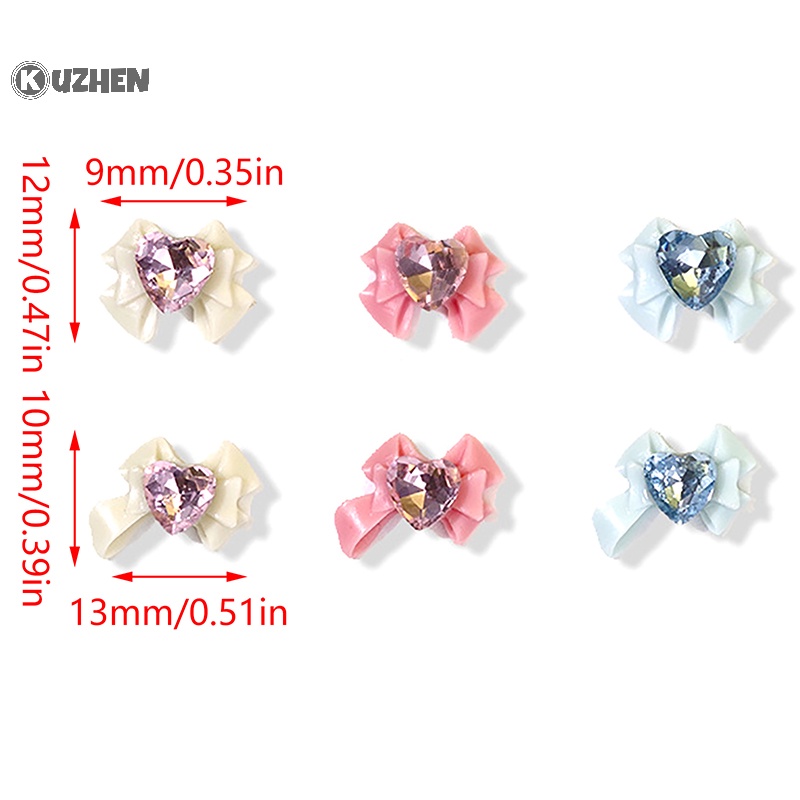 Kuzhen Set 10 Phụ Kiện Ruy Băng Nơ Đính Đá 3d Trang Trí Móng Tay Nghệ Thuật Làm Quà Tặng hot