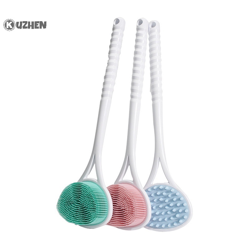 Kuzhen Bàn Chải Tắm Chà Lưng Cán Dài Bằng Silicon
