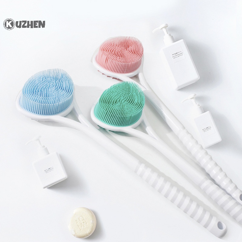 Kuzhen Bàn Chải Tắm Chà Lưng Cán Dài Bằng Silicon