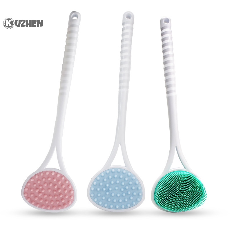 Kuzhen Bàn Chải Tắm Chà Lưng Cán Dài Bằng Silicon