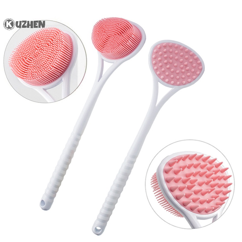 Kuzhen Bàn Chải Tắm Chà Lưng Cán Dài Bằng Silicon