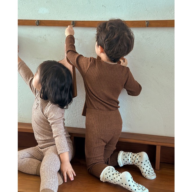 Bộ Quần Áo Dài Tay Len Tăm Dày Dặn 320g 2 Cúc Quảng Châu Cao Cấp Thu Đông 2023