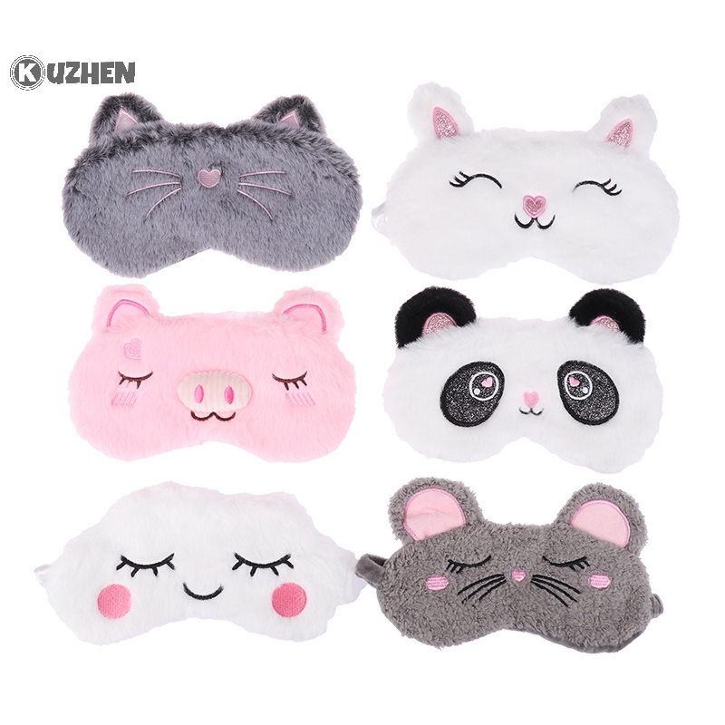Kuzhen 1 Mặt Nạ Che Mắt Ngủ Phủ Mắt Mèo Xám Bằng Vải Lông Thích Hợp Làm Quà Tặng Du Lịch Tại Nhà
