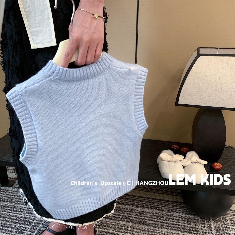 Áo Dệt Kim Không Tay Màu Trơn In Hình Thỏ Dễ Thương Cho Bé 1-5 Tuổi