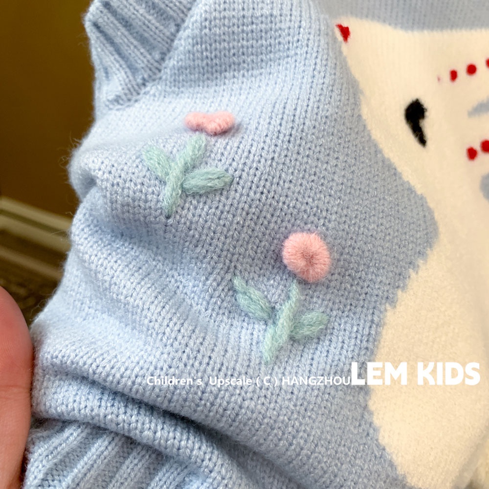 Áo Dệt Kim Không Tay Màu Trơn In Hình Thỏ Dễ Thương Cho Bé 1-5 Tuổi