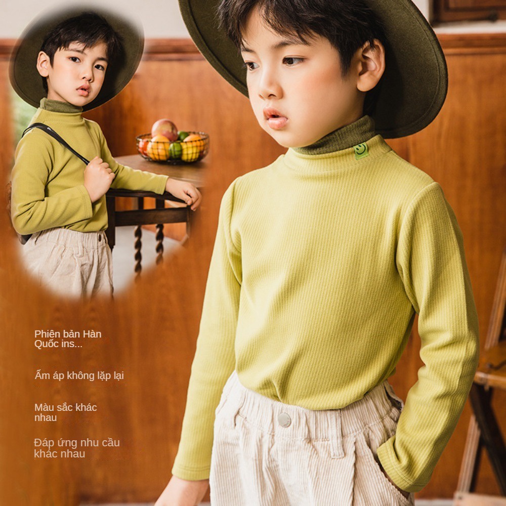 Áo Thun Dài Tay Cổ Vừa Giữ Ấm Thời Trang Thu Đông Cho Bé Trai