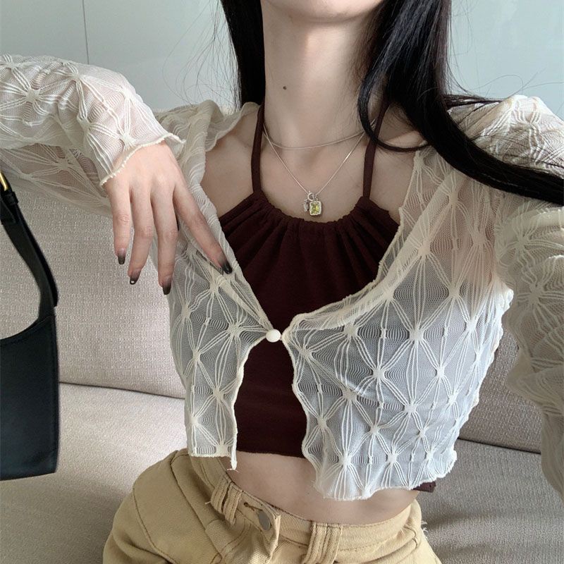 Áo Khoác cardigan Ren Ngắn Chống Nắng Mùa Hè Cho Nữ