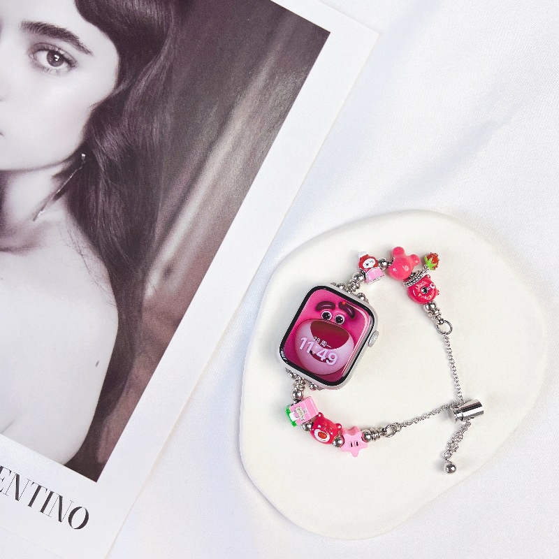 Dễ Thương Dây Đeo Đồng Hồ Thay Thế Hình Gấu Hoạt Hình Cho iwatch 49mm 45mm 44mm 38mm 40mm 41mm 42mm ultra 9 8 7 6 5 4 3 2 1