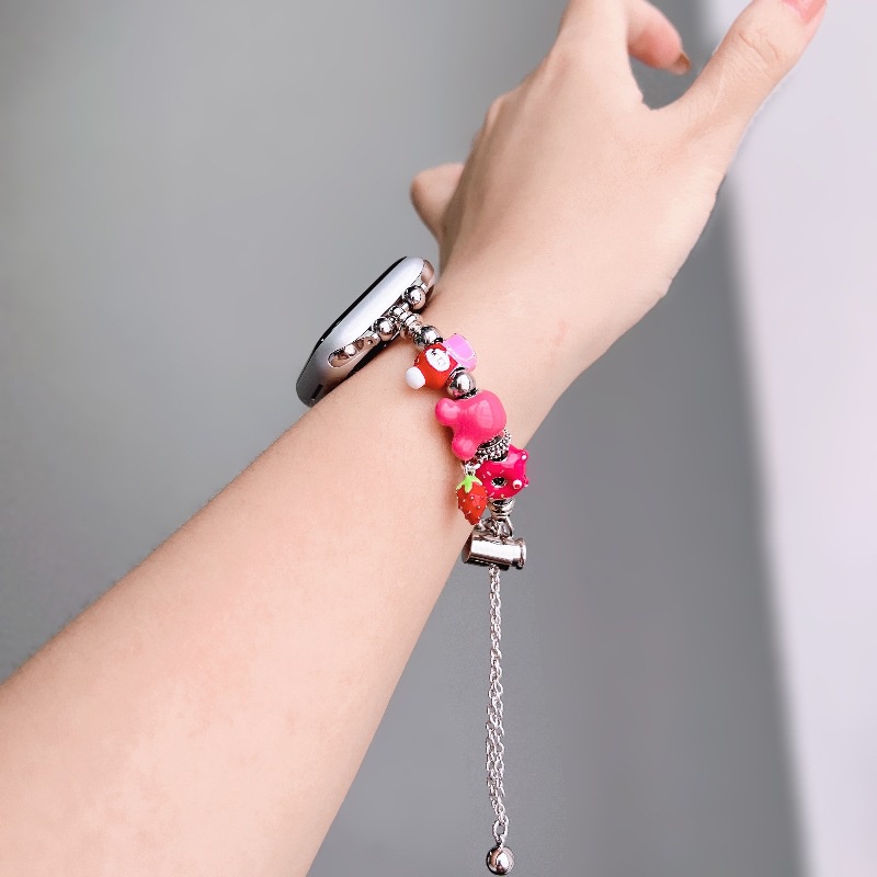 Dễ Thương Dây Đeo Đồng Hồ Thay Thế Hình Gấu Hoạt Hình Cho iwatch 49mm 45mm 44mm 38mm 40mm 41mm 42mm ultra 9 8 7 6 5 4 3 2 1