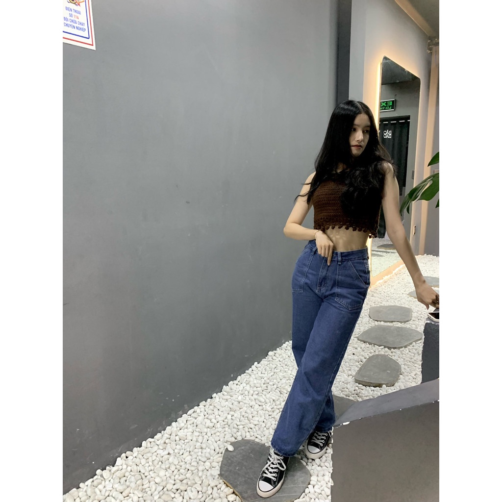 Áo croptop hai dây, áo móc len, handmade, croptop, len Yaoh cao cấp Crochet by Hy - DAN