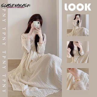 Sugemiusi Đầm Ngủ cotton Dài Tay Phong Cách Mới Cho Nữ