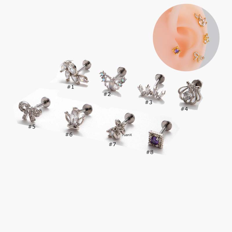 1 Bông Tai Thép Titan g23 Hình Nơ Bướm 16gauge helix