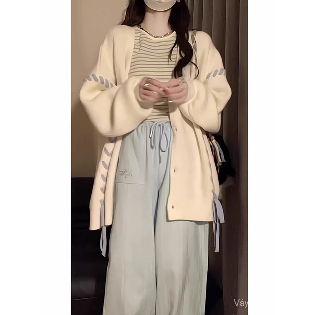 Hàng Mới Về Mới Áo Khoác Len cardigan Mềm Dáng Rộng Phong Cách retro Mỹ Thời Trang Thu Đông Dành Cho Nữ