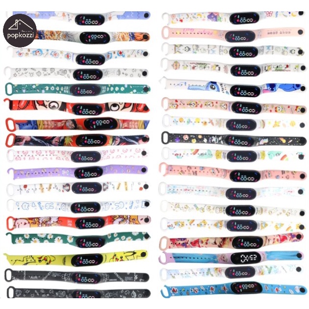 Popkozzi Đồng Hồ Led Điện Tử Màn Hình Cảm Ứng Chống Nước Hình Hoạt Hình Đáng Yêu Cho Nam Nữ