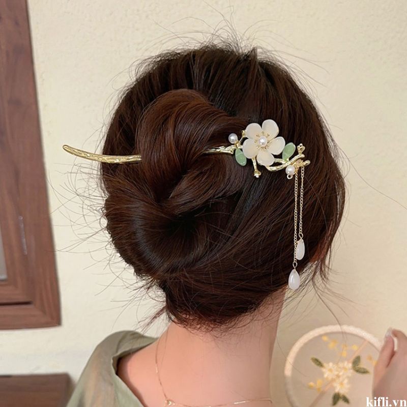 🌸🌸Kẹp Tóc Kim Loại Hình Hoa Đính Ngọc Trai Giả Thời Trang Mùa Hè 2023