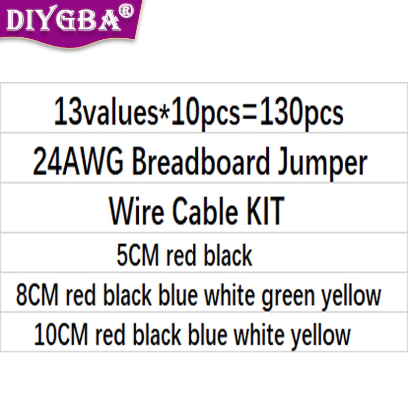 Set 130 Dây Điện pvc 24awg 5cm 8cm 10cm 6 Màu Chuyên Dụng Cho Bảng Mạch breadboard