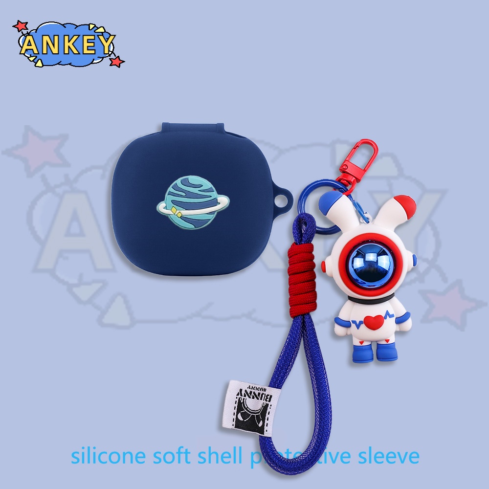 For JBL Live Flex / Pro 2 / W300 / Free2 / Wave Flex Case Cartoon Astronaut Earphone Silicone Earbuds Soft Protective Headphone Cover Headset Skin with Pendant