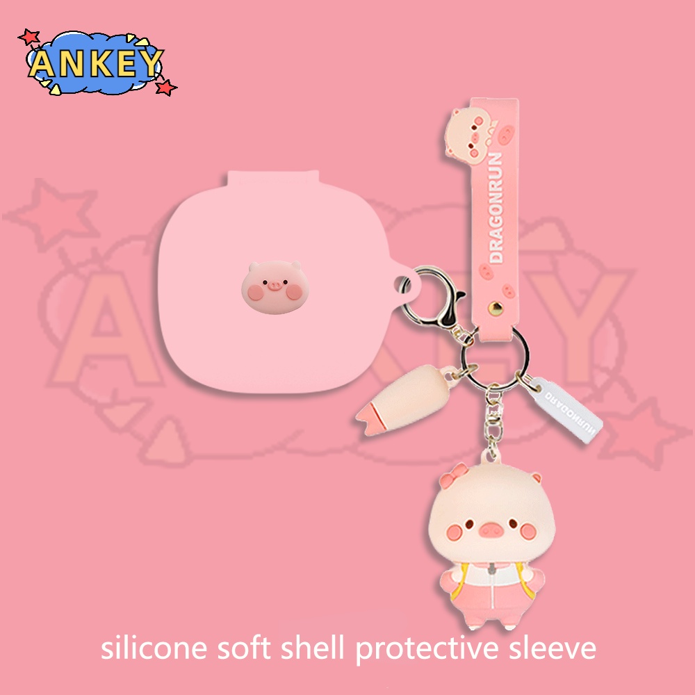 For JBL Live Pro 2 / W300 / Live Pro+ / Free2 / Wave Flex Case Cute Pig Earphone Silicone Earbuds Soft Protective Headphone Cover Headset Skin with Pendant