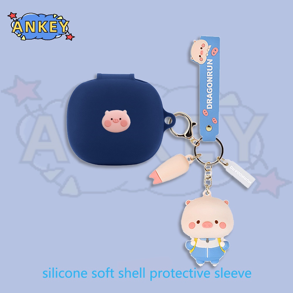 For JBL Live Pro 2 / W300 / Live Pro+ / Free2 / Wave Flex Case Cute Pig Earphone Silicone Earbuds Soft Protective Headphone Cover Headset Skin with Pendant