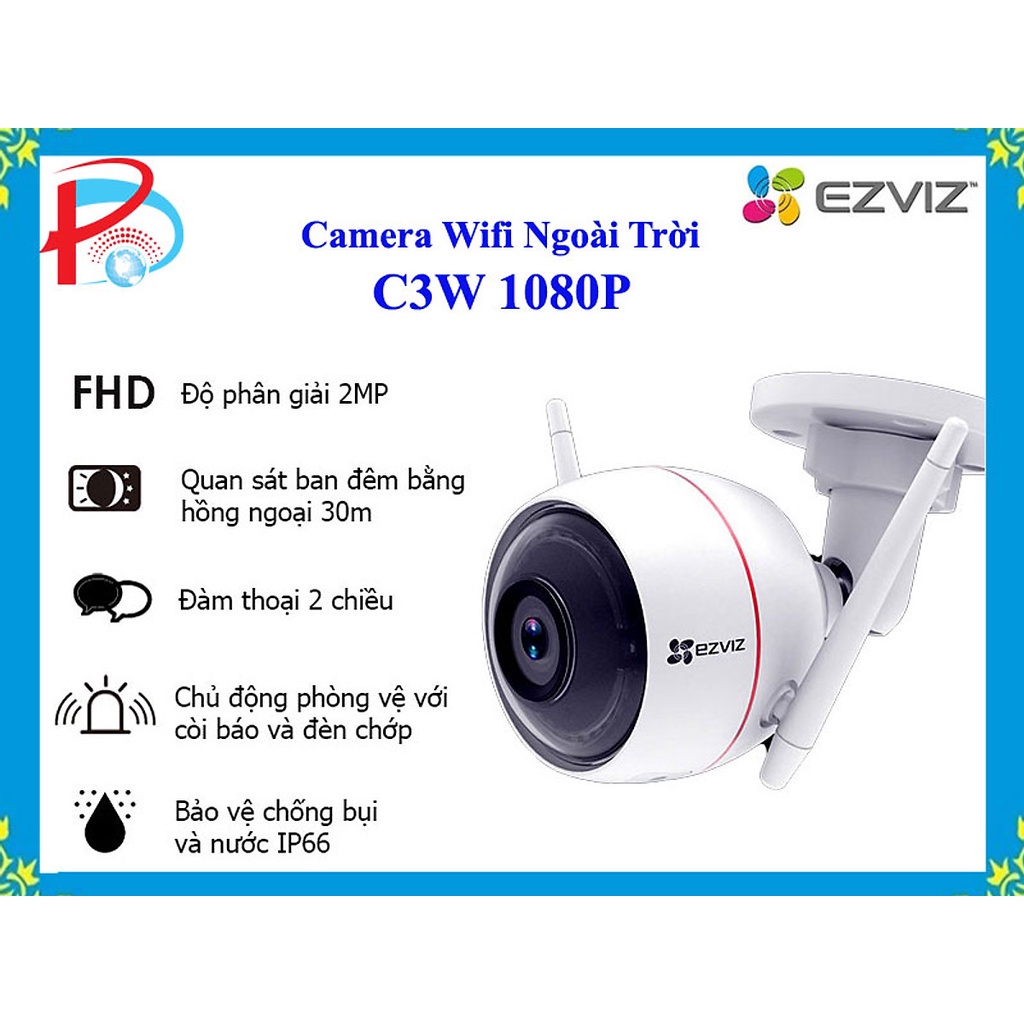 Camera WI-FI Ezviz Ngoài Trời C3W 1080P Đèn Còi Báo Động, Đàm Thoại 2 chiều - Hàng Chính Hãng