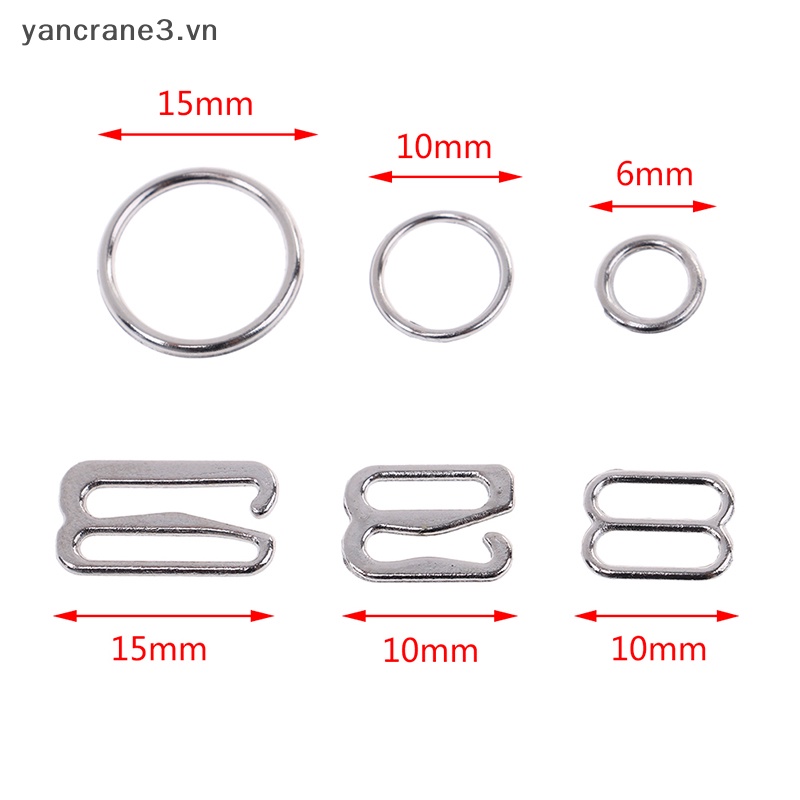 Set 100 Móc / Vòng Tròn Bằng Kim Loại Bạc Làm Đồ Lót / Dây Áo Ngực