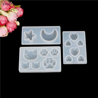 Khuôn silicone Làm Trang Sức Nhựa resin Hình Dấu Chân Mèo / Trăng / Sao / Trái Tim diy