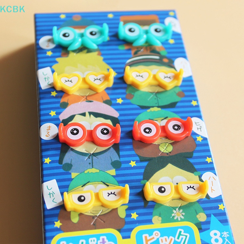 Set 8 Nĩa Ăn Trái Cây Hình Mắt Kính Hoạt Hình Đáng Yêu