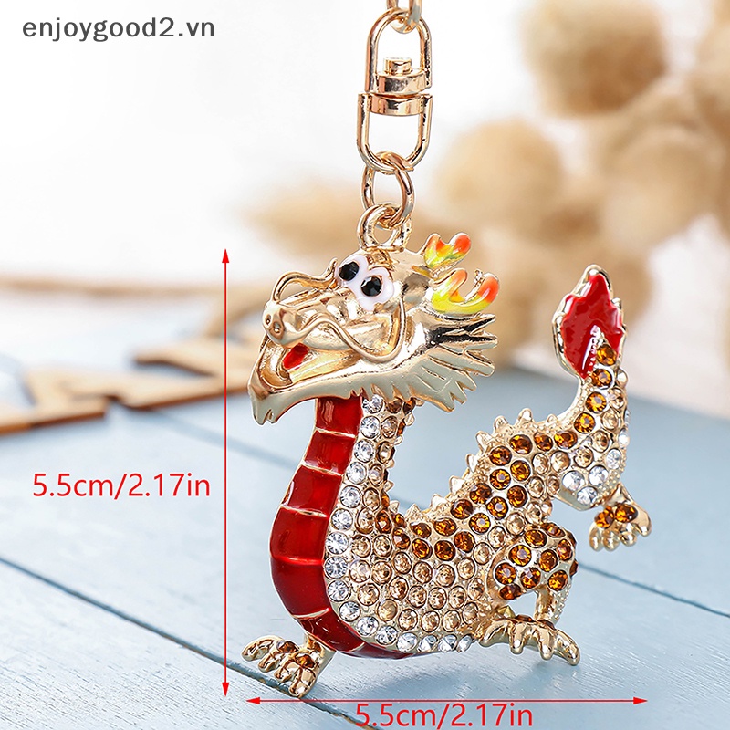 Móc Khóa Hình Rồng Đính Đá Trung Hoa Thời Trang