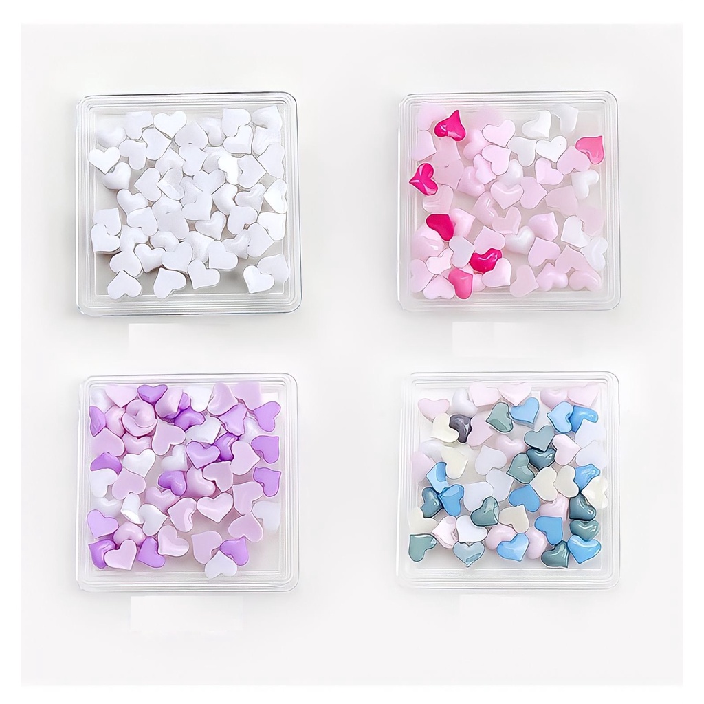 Hộp 50 Tim Mini Đủ Màu Pastel Ngọt Ngào Đính Móng Tay