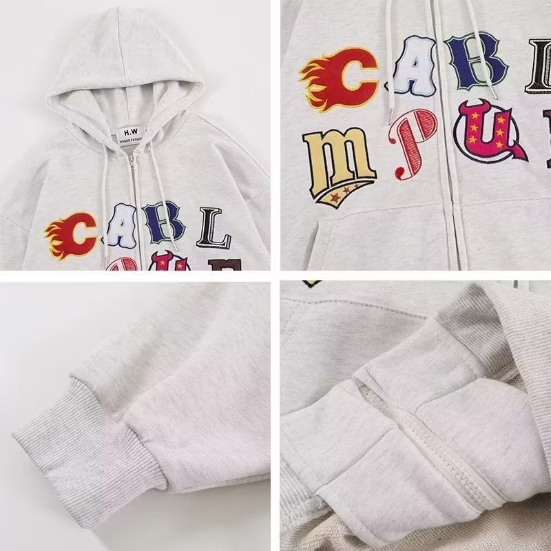 Áo Khoác Nam Có Nón In Chữ Phong Cách Âu Mỹ Mới