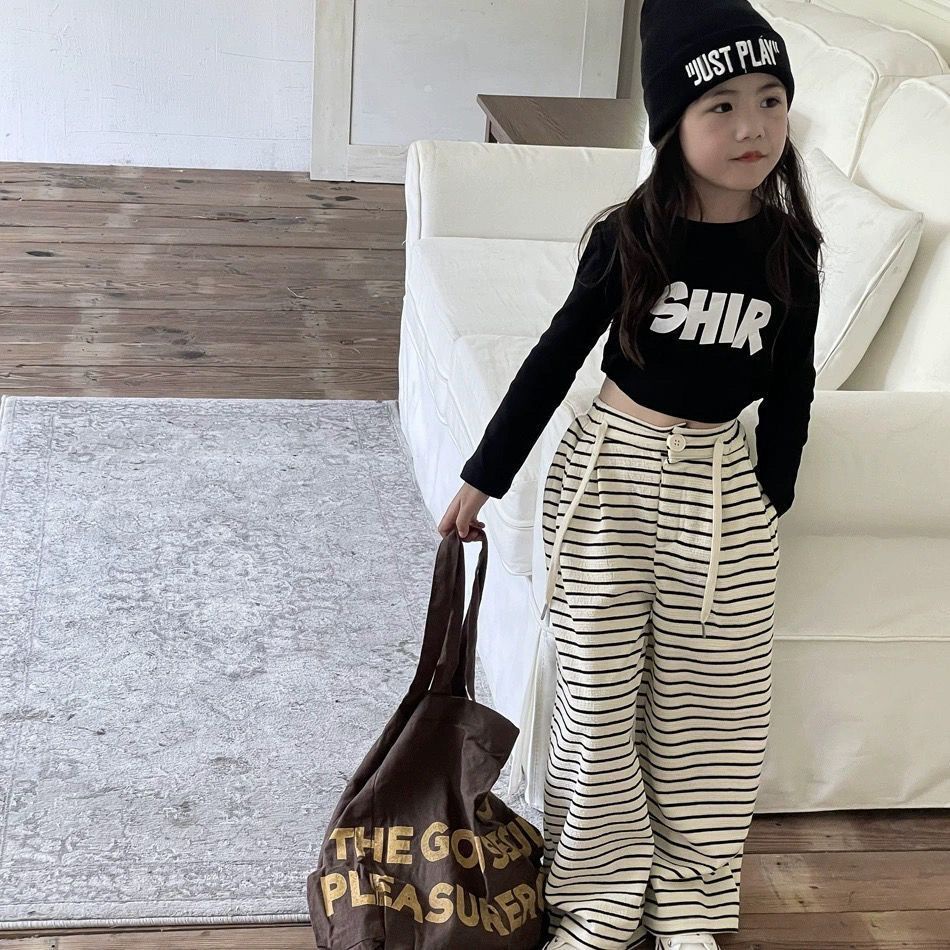Aiyaya quần áo bé gái Set Đồ Thể Thao Hai Món Phong Cách Đường Phố Mới Mùa Thu Cho Bé Gái