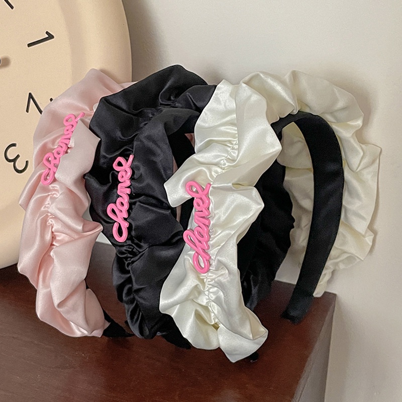 Băng Đô Cài Tóc Bằng Vải Bông Xếp Ly Bản Rộng Dễ Thương Dành Cho Bạn Gái