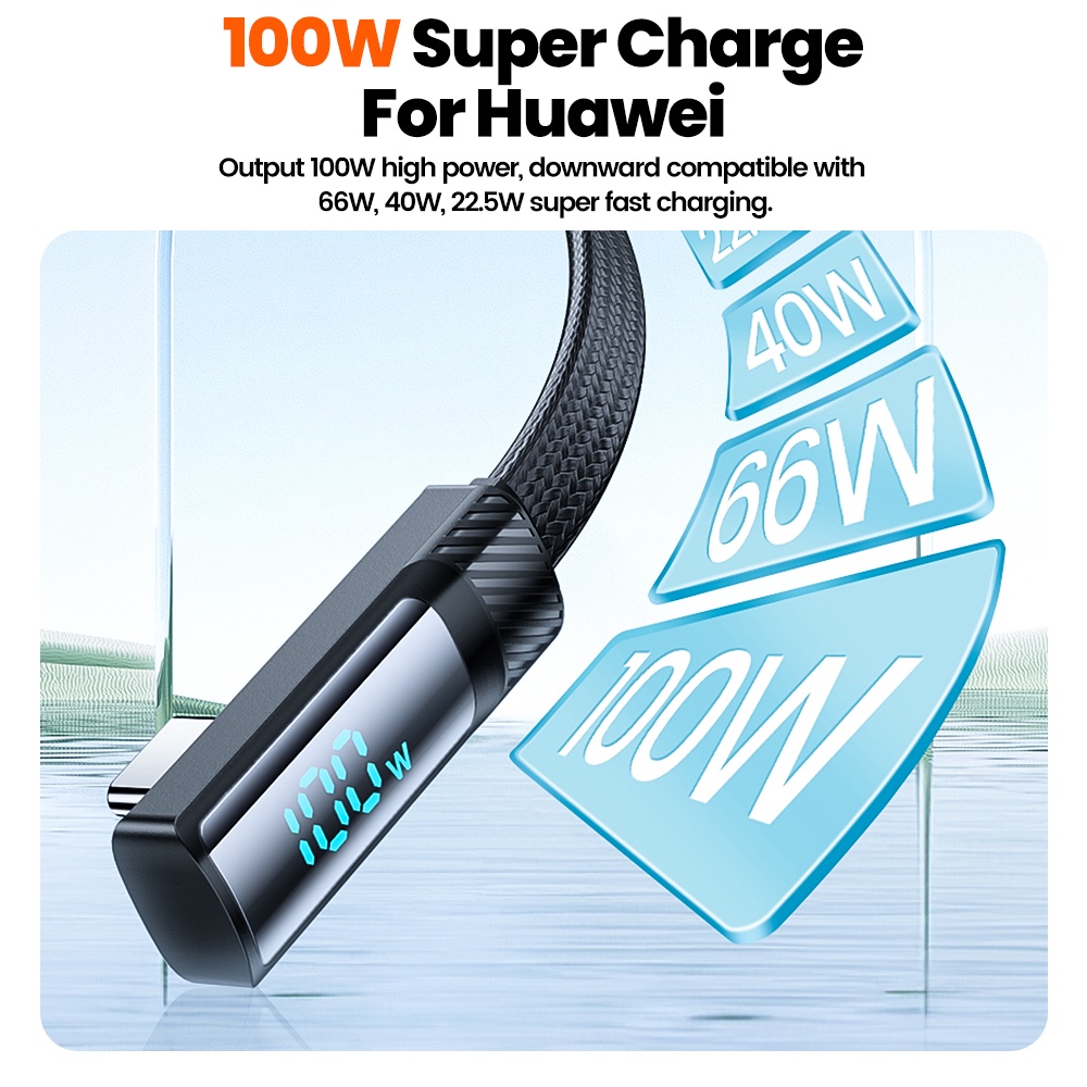 Cáp Sạc Nhanh usb c 6a 90 Độ Chuyên Dụng Cho huawei samsung