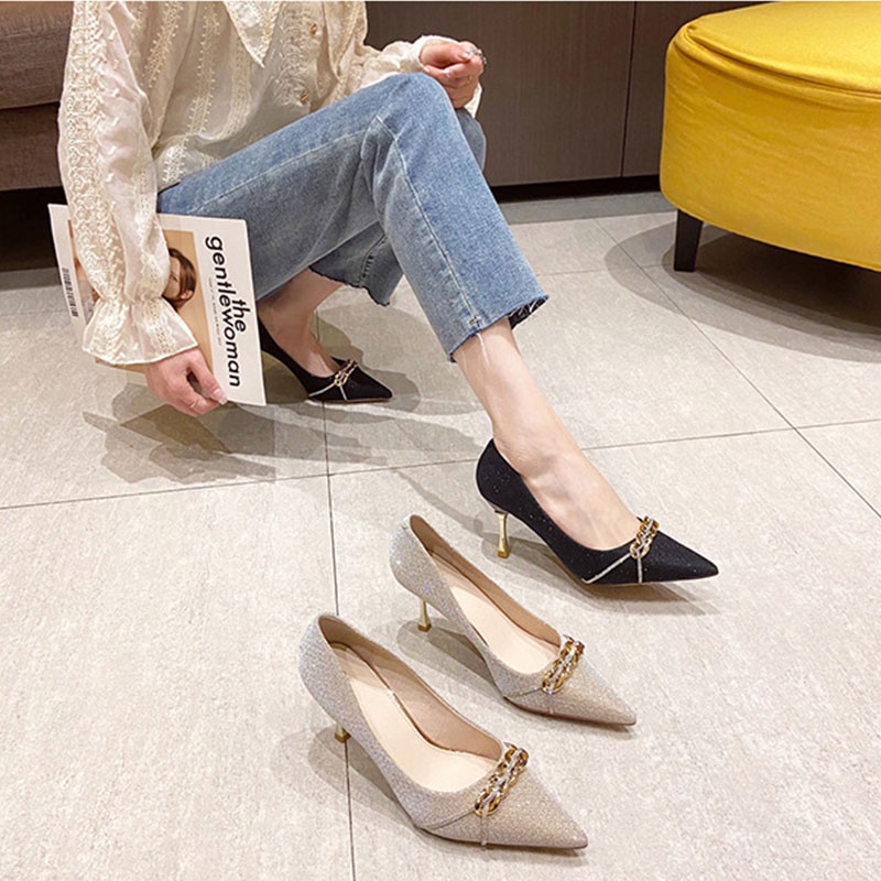 Hong Kong Premium shoes❥Giày Cao Gót Mũi Nhọn Thời Trang Dành Cho Nữ