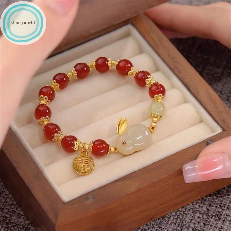 Vòng Tay Xâu Hạt Đá Tự Nhiên Mặt Thỏ May Mắn Thời Trang Cho Cặp Đôi vn