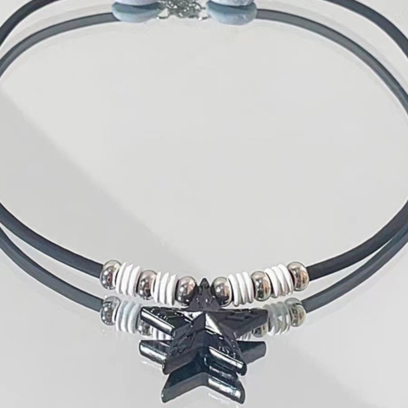 Btf Vòng cổ Hình Ngôi Sao May Mắn Màu Đen Phong Cách bohemia Thời Trang