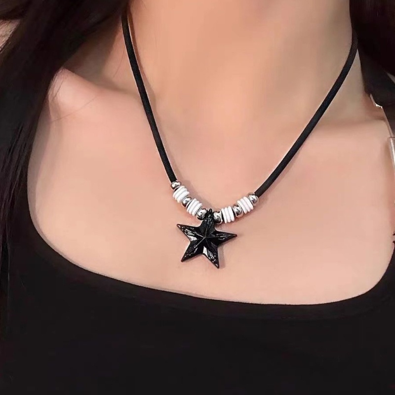 Btf Vòng cổ Hình Ngôi Sao May Mắn Màu Đen Phong Cách bohemia Thời Trang