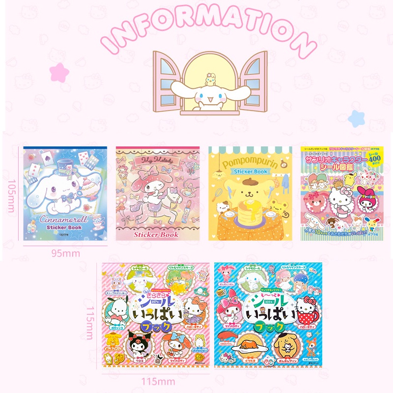 Hoạt Hình Set 24 Sticker Dán Trang Trí Sách diy Hình sanrio my melody cinnamoroll big-Ear girl