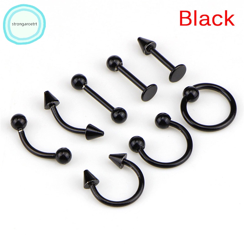 Set 8 Khuyên Mũi / Môi / Tai / Mũi Bằng Thép Không Gỉ 16g