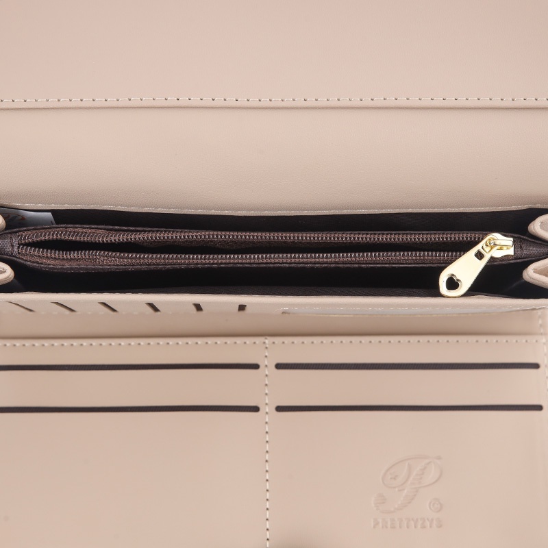 Thời Trang Ví Da pu Dáng Dài Hoạ Tiết Kẻ Sọc Cho Phái Nữ