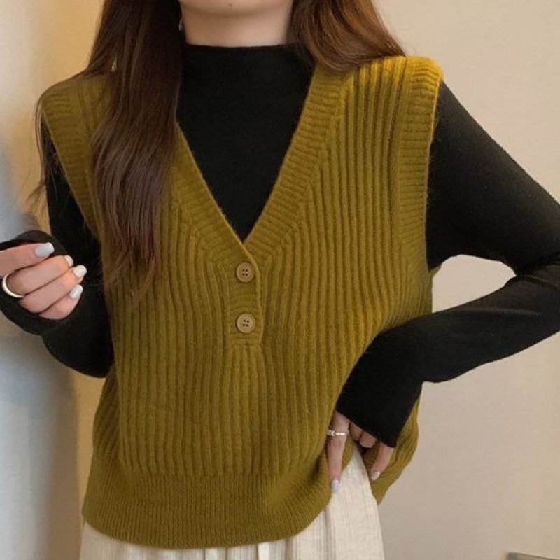 Áo len nữ áo gile nữ Dệt Kim Không Tay Thời Trang Cho Nữ Áo Khoác Ghi Lê Nhỏ Phong Cách Phương Tây Thời Trang Thu Đông 2023 Mới