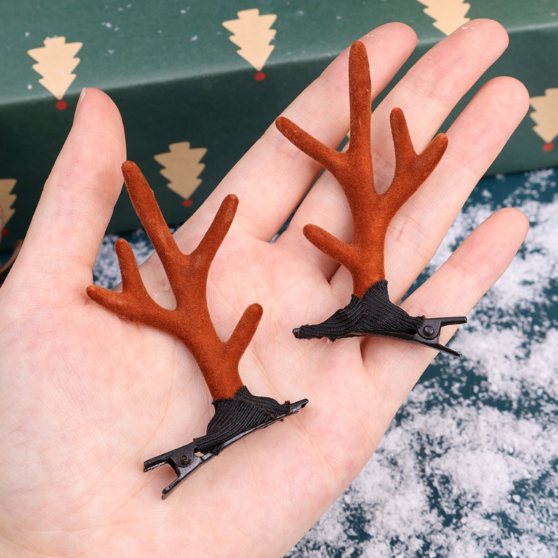 Kẹp Tóc Hình Sừng Hươu / Hoạt Hình Dệt Kim Phong Cách Giáng Sinh Cho Nữ / Bé Gái / Bé Gái Dự Tiệc Giáng Sinh