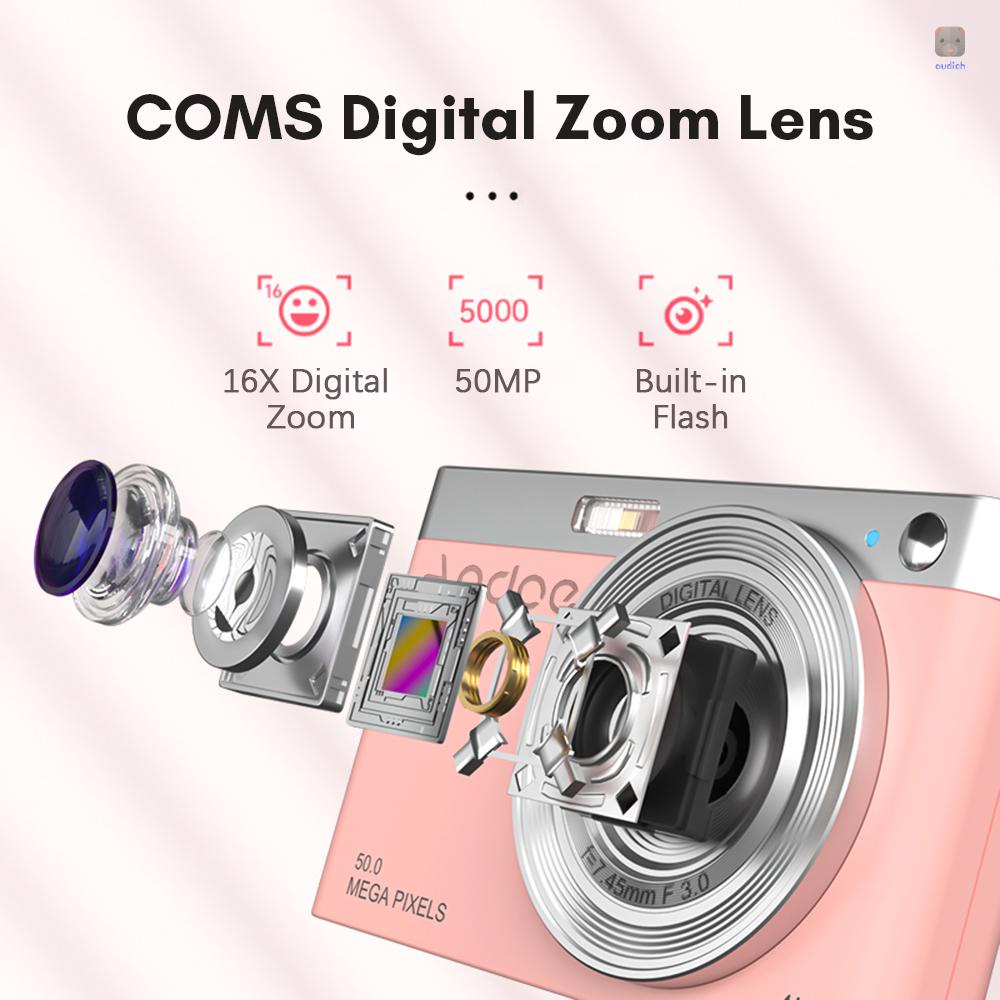 Andoer Máy Quay Kỹ Thuật Số 4k 50mp 2.88inch ips Tự Động Lấy Nét Màn Hình 16x zoom Kèm 2 Pin
