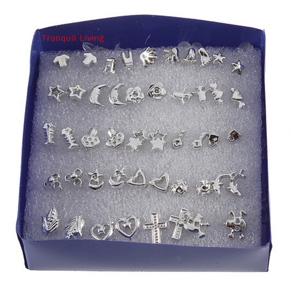 Set 24 Đôi Khuyên Tai Nhựa Mạ Bạc Trộn Thời Trang Bán Sỉ M I