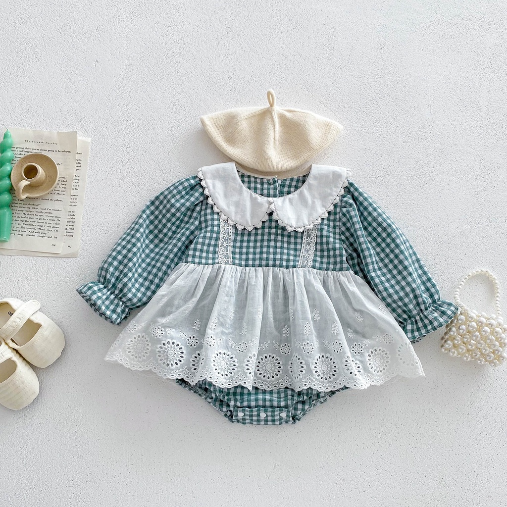 Bộ Áo Liền Quần Bằng cotton Trơn Tay Dài Phong Cách Mùa Thu Mới Cho Bé Gái Sơ Sinh