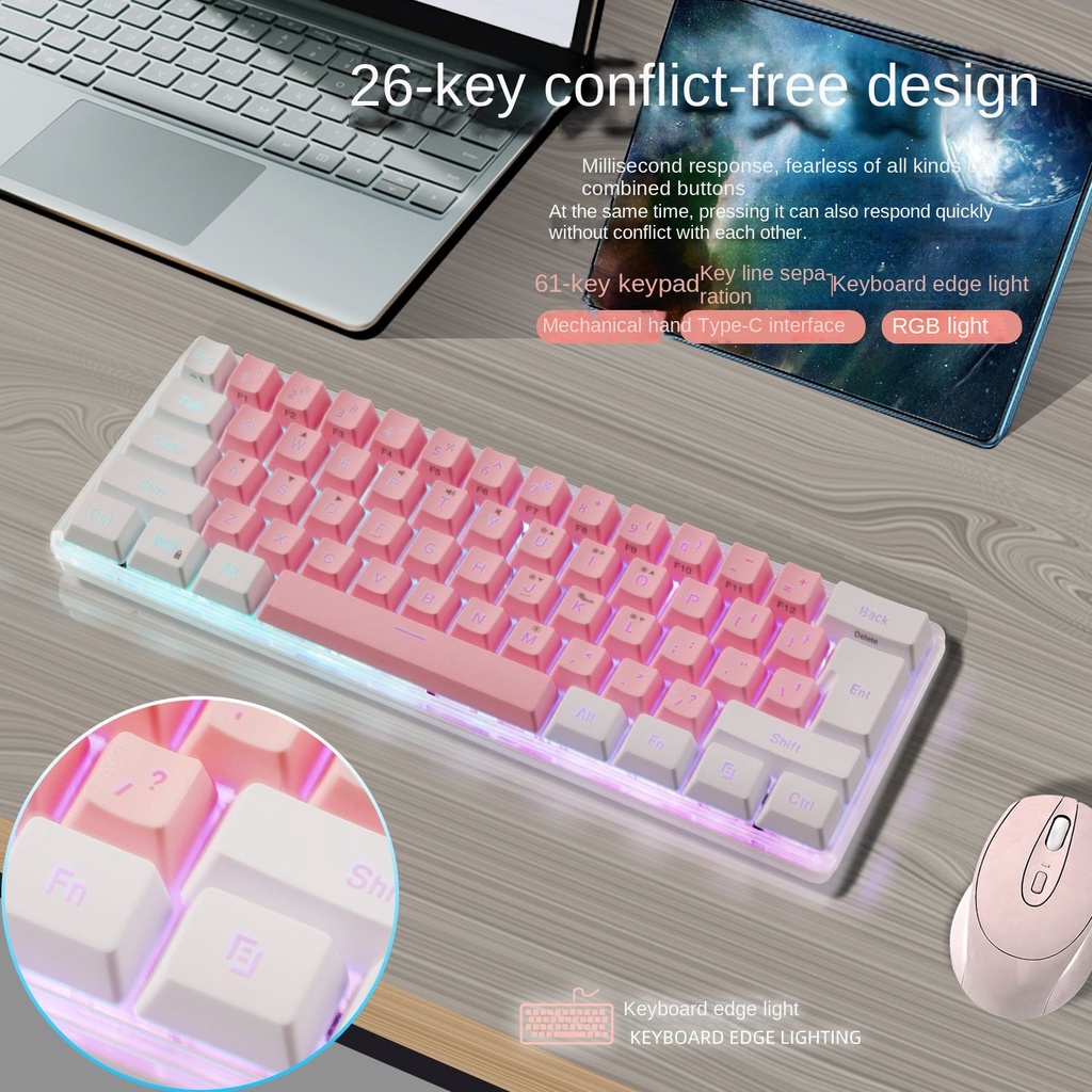 Bàn Phím Cơ 61 Phím k401 Nhiều Màu Sắc Dành Cho game Thủ Công