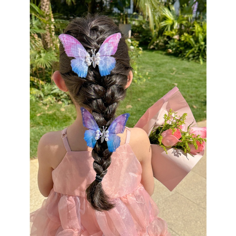 Kẹp tóc cánh bướm vải voan 2 lớp sinh động sắc màu K118