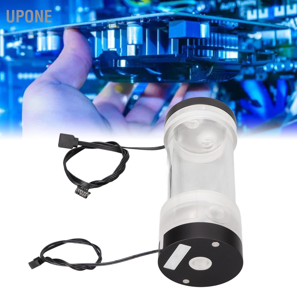 Bể làm mát nước 200ML Hiển thị nhiệt độ RGB 160mm G1/4 máy tính hình trụ UPONE