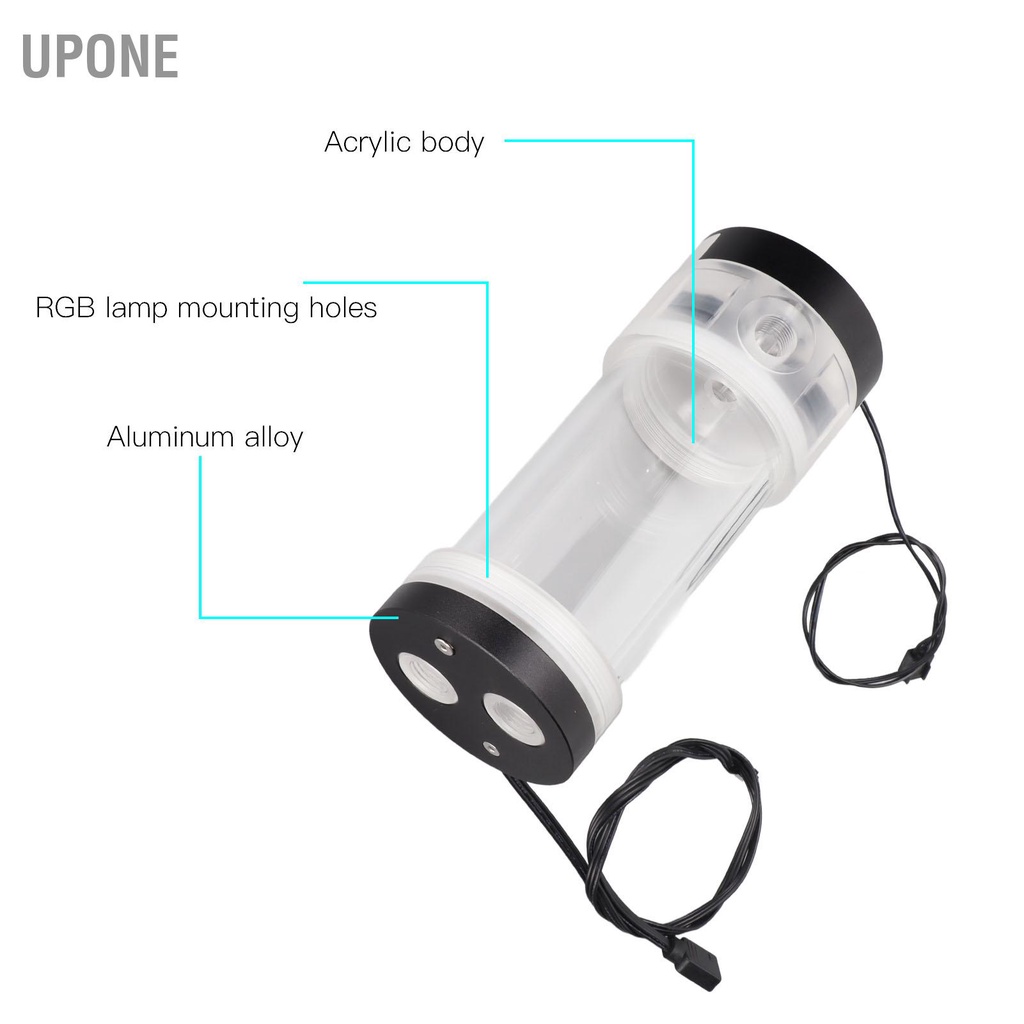 Bể làm mát nước 200ML Hiển thị nhiệt độ RGB 160mm G1/4 máy tính hình trụ UPONE